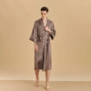 Silk Kimono Robe Piped Coffee Silk Kimono Robe Piped Coffee
