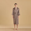 Silk Kimono Robe Piped Coffee Silk Kimono Robe Piped Coffee