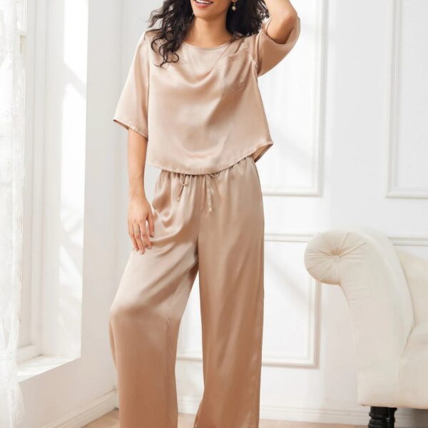 Silk Long Johns Crew Neck Champagne
