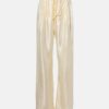 Silk Lounge Bottoms Ankle Length Ivory
