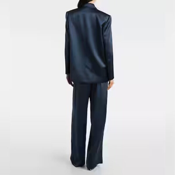 Pantaloni da salotto in seta lunghi fino alla caviglia Navy