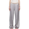 Pantalones largos de seda plateados hasta el tobillo Pantalones largos de seda plateados hasta el tobillo