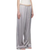 Pantalones largos de seda plateados hasta el tobillo Pantalones largos de seda plateados hasta el tobillo