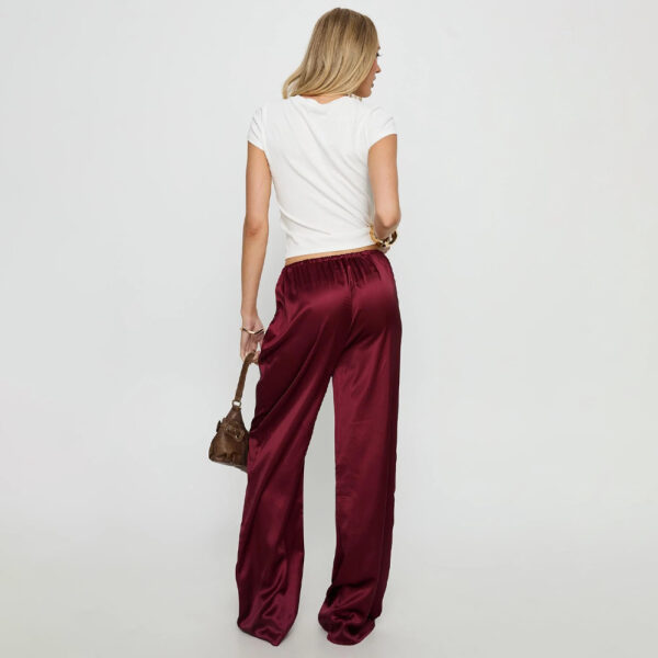 Pantaloni da salotto in seta lunghi fino alla caviglia Vino
