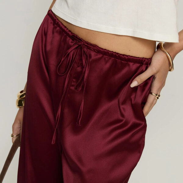 Silk Lounge Bottoms Ankle Length Wine