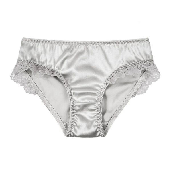 Silk Mulberry Silk Panties Lace Trim Silver