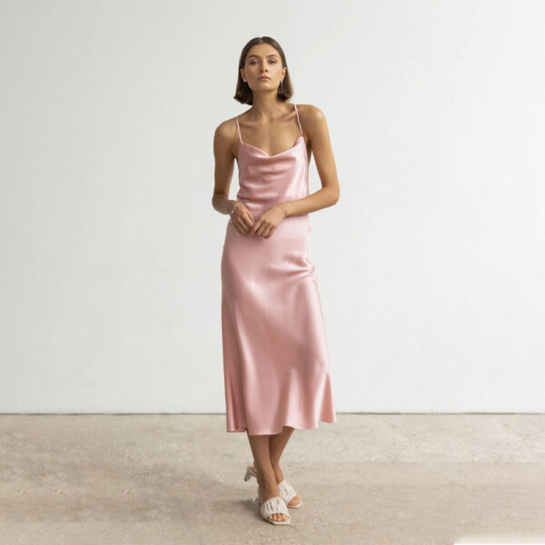 Silk Nightgown Cowl Neck Blush