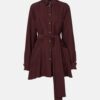 Silk Outerwear Belted Wine