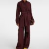 Silk Outerwear Belted Wine