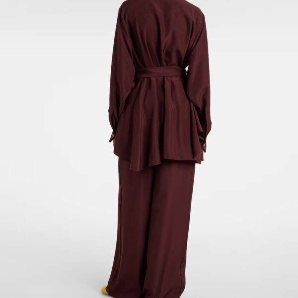 Silk Outerwear Belted Wine