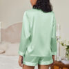 Conjunto de pijama de seda con ribete en contraste Sage Conjunto de pijama de seda con ribete en contraste Sage