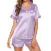 Silk Pajama Set Piped Lilac Silk Pajama Set Piped Lilac