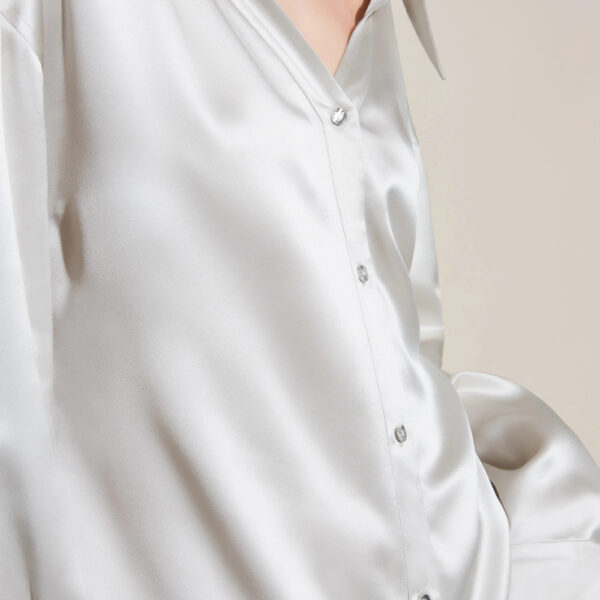 Seiden-Pyjama-Set Gerades Bein Silber Seiden-Pyjama-Set Gerades Bein Silber
