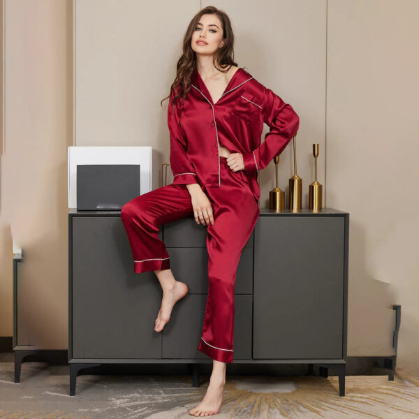 Silk Pajamas Long Sleeve Wine Silk Pajamas Long Sleeve Wine