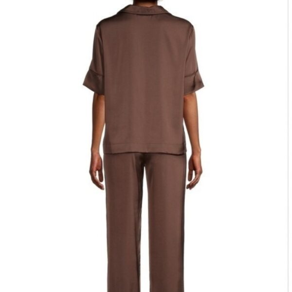 Seidenpyjama Straight Leg Kaffee