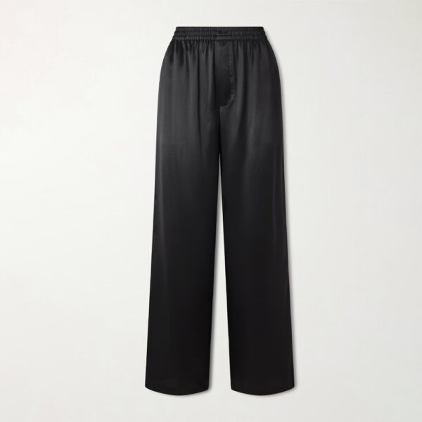 Silk Pants Ankle Length Black