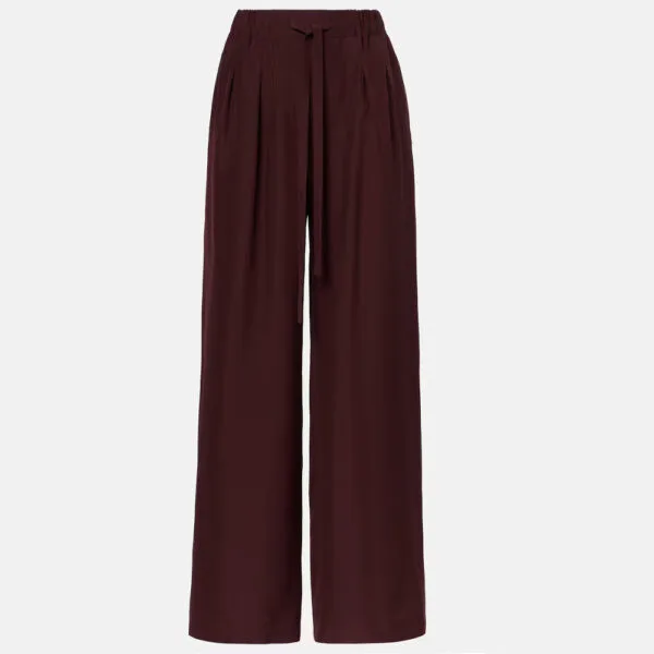 Silk Pants Drawstring Wine Silk Pants Drawstring Wine