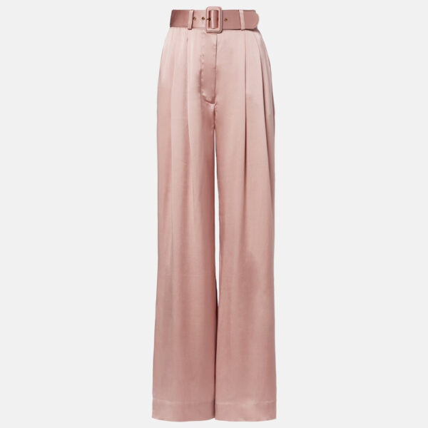 Silk Pants High Rise Blush