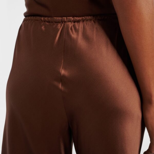 Pantaloni di seta a vita alta Caffè