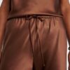 Pantaloni di seta a vita alta Caffè