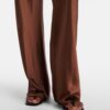 Pantaloni di seta a vita alta Caffè
