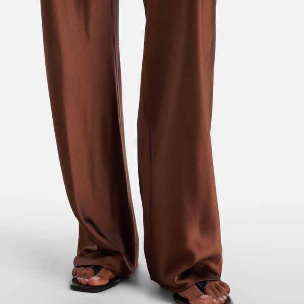 Pantaloni di seta a vita alta Caffè