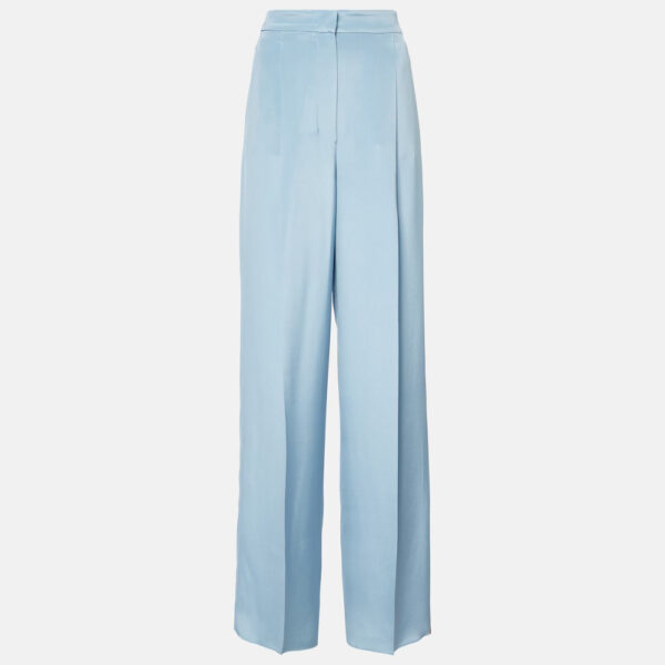 Pantalones de seda High Rise Azul cielo