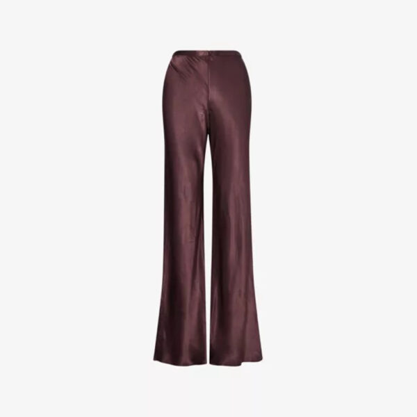 Pantalones de seda de pierna recta Café