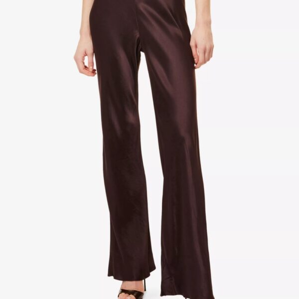 Silk Pants Straight Leg Coffee Silk Pants Straight Leg Coffee