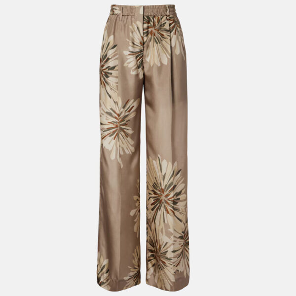 Silk Pants Straight Leg Floral