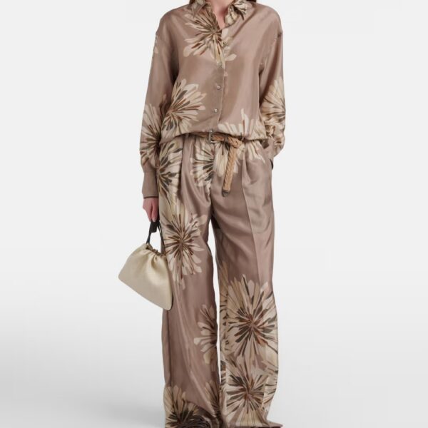 Silk Pants Straight Leg Floral Silk Pants Straight Leg Floral