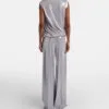 Silk Pants Straight Leg Silver Silk Pants Straight Leg Silver