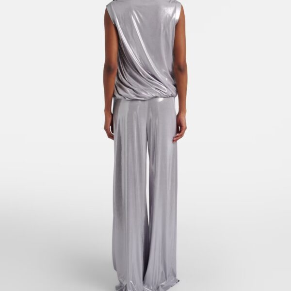Pantaloni di seta a gamba dritta Argento Pantaloni di seta a gamba dritta Argento