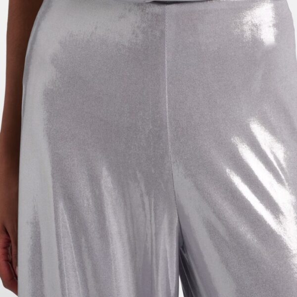 Pantaloni di seta a gamba dritta Argento Pantaloni di seta a gamba dritta Argento