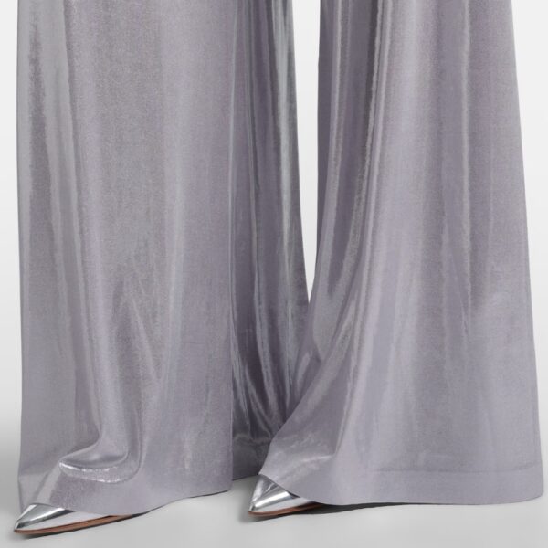Pantaloni di seta a gamba dritta Argento Pantaloni di seta a gamba dritta Argento