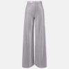 Pantaloni di seta a gamba dritta Argento Pantaloni di seta a gamba dritta Argento