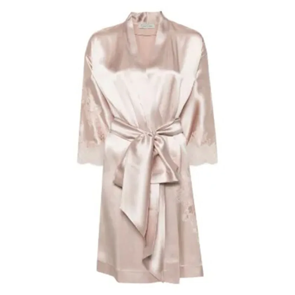 Silk Robe Nightgown Set Belted