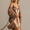 Silk Robe Nightgown Set Plus Size Coffee