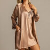 Silk Robe Nightgown Set Plus Size Coffee