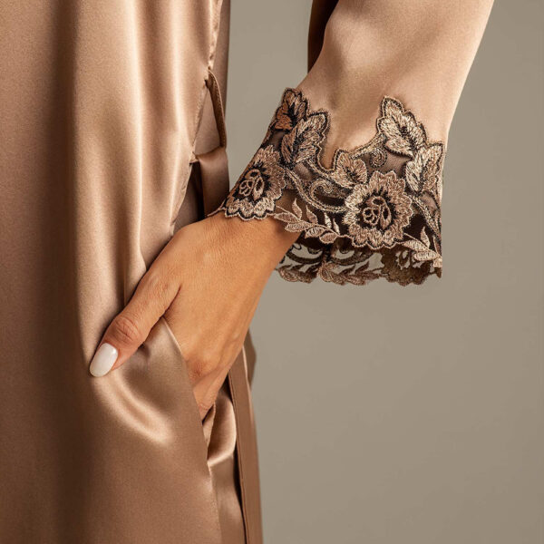Silk Robe Nightgown Set Plus Size Coffee