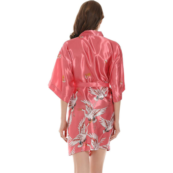 Silk Robe Piped Floral