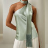 Silk Scarf Double Sided Sage