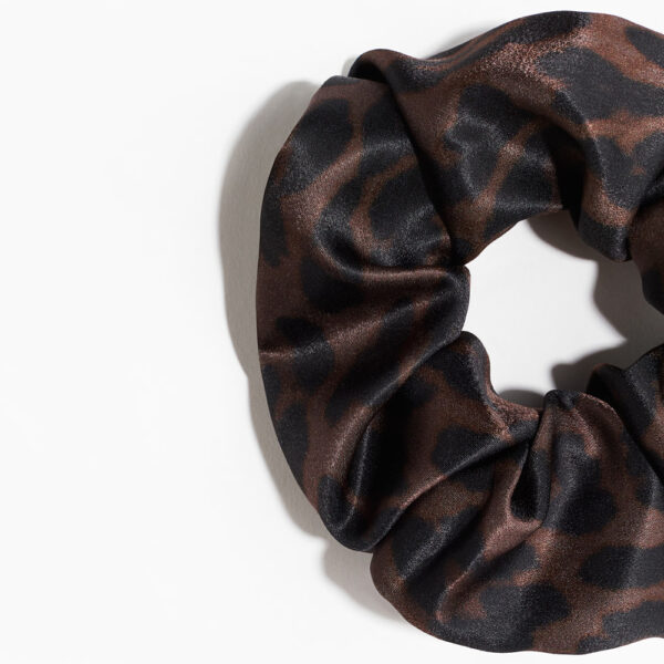 Silk Scrunchie Ruffled Leopard