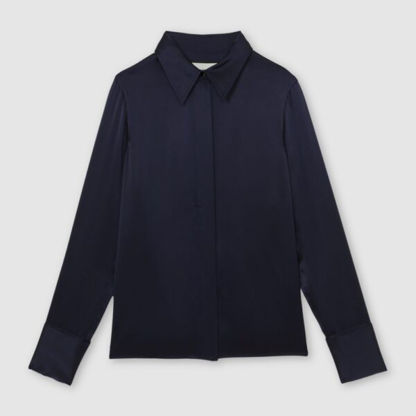 Silk Shirt Long Sleeve Navy