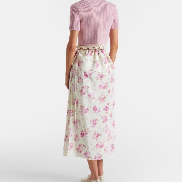 Falda de seda A Line Floral Falda de seda A Line Floral