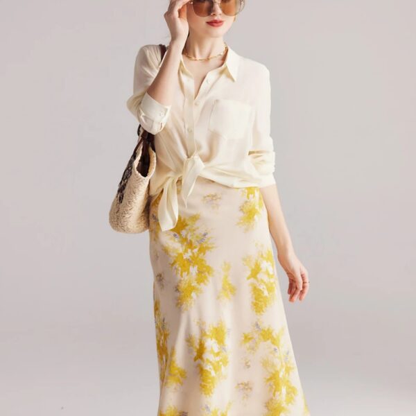 Falda de seda Maxi Floral Falda de seda Maxi Floral