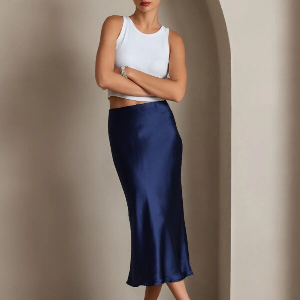 Gonna di seta Midi Navy