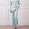 Pantaloni da notte in seta a gamba larga blu cielo