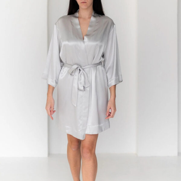 Silk Sleep Shirt Midi Silver