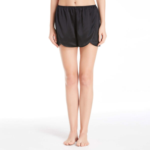 Silk Sleep Shorts Piped Black